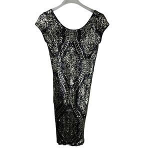 Slate Willow 6 Black Gold‎ Mae Sequin Party Dress Little Black Bold